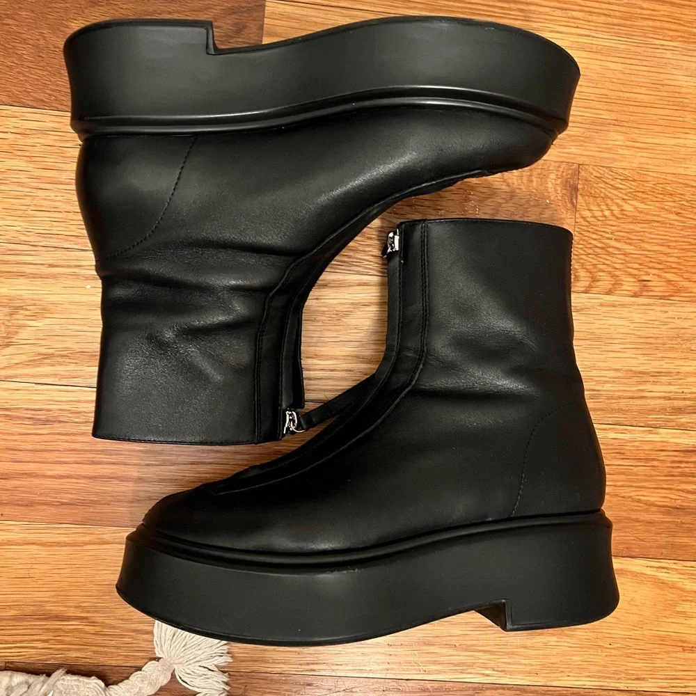 The Row Zipped Boots in Black Leather - Picture 5 of 8